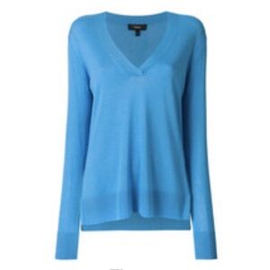Theory Women's Sky Blue V-Neck Sweater